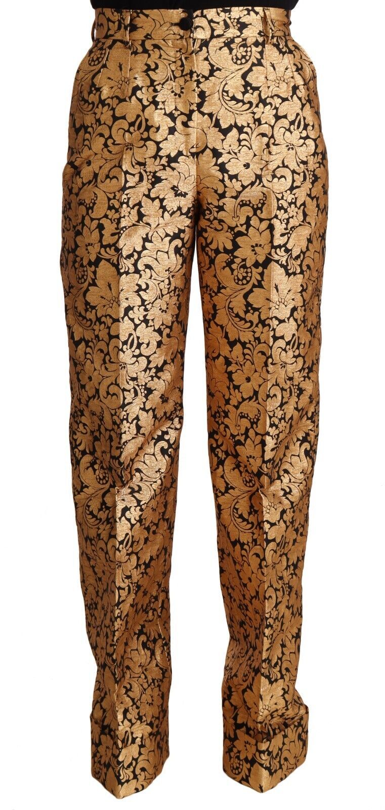 Dolce & Gabbana Elegant Floral Jacquard High Waist Trousers