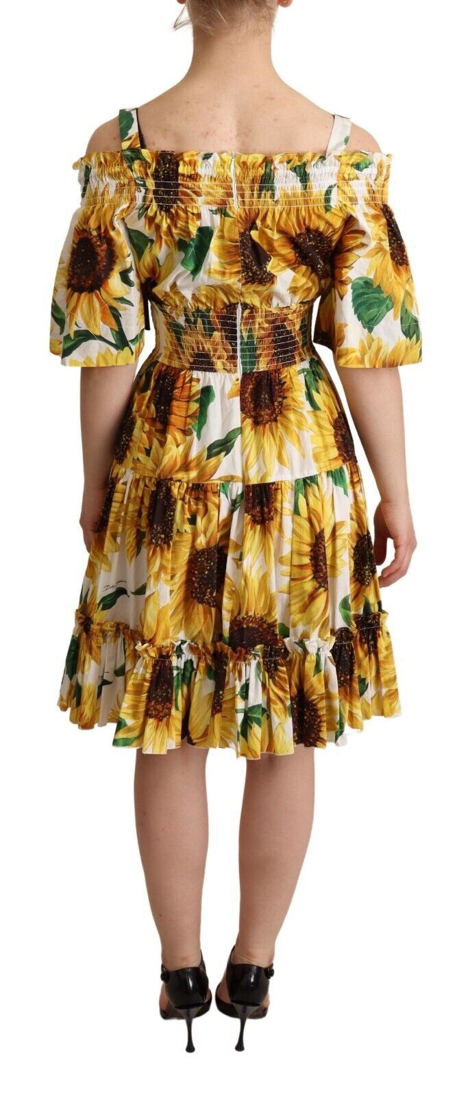 Dolce & Gabbana Elegant Sunflower Open Shoulder Dress