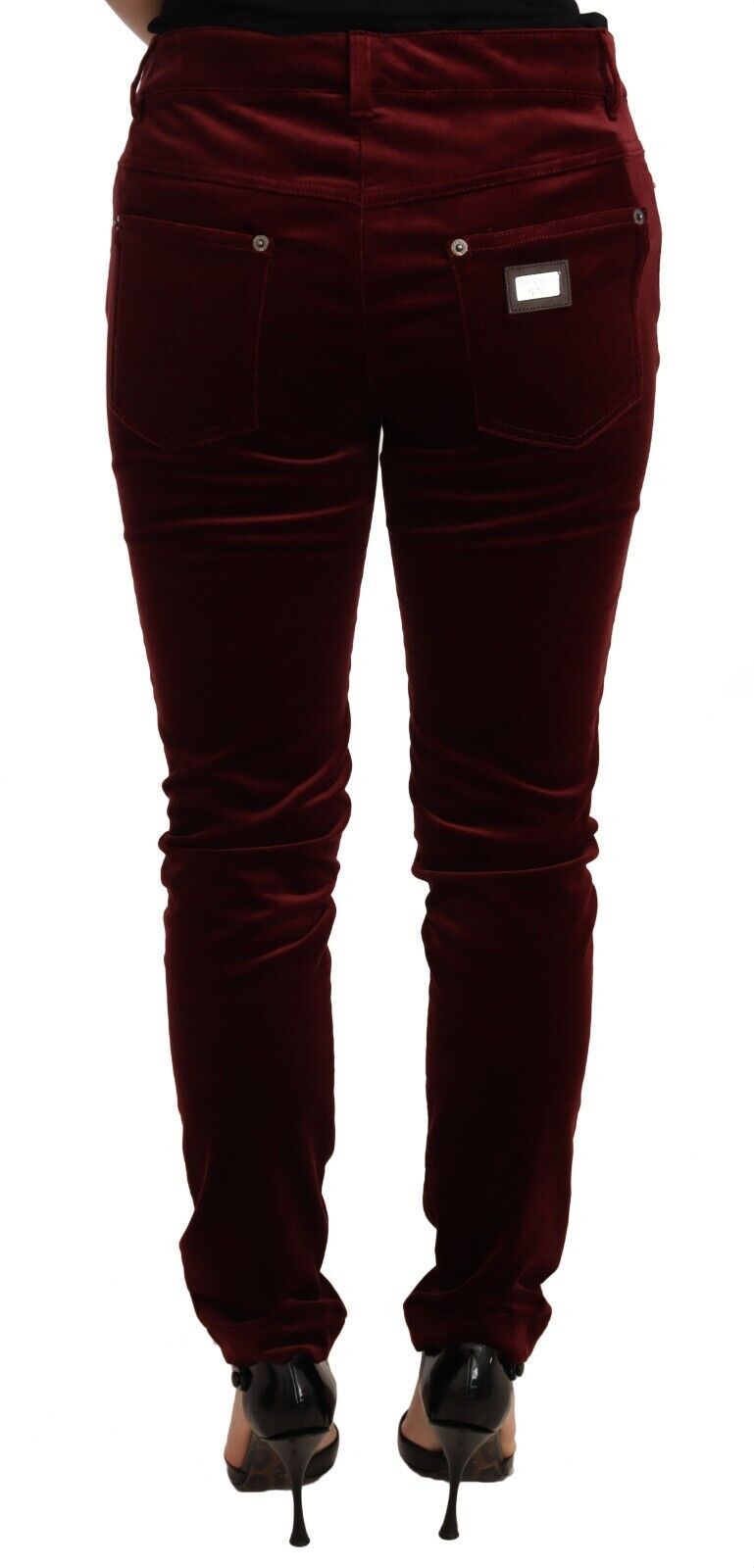 Dolce & Gabbana Elegant Red Velvet Skinny Pants