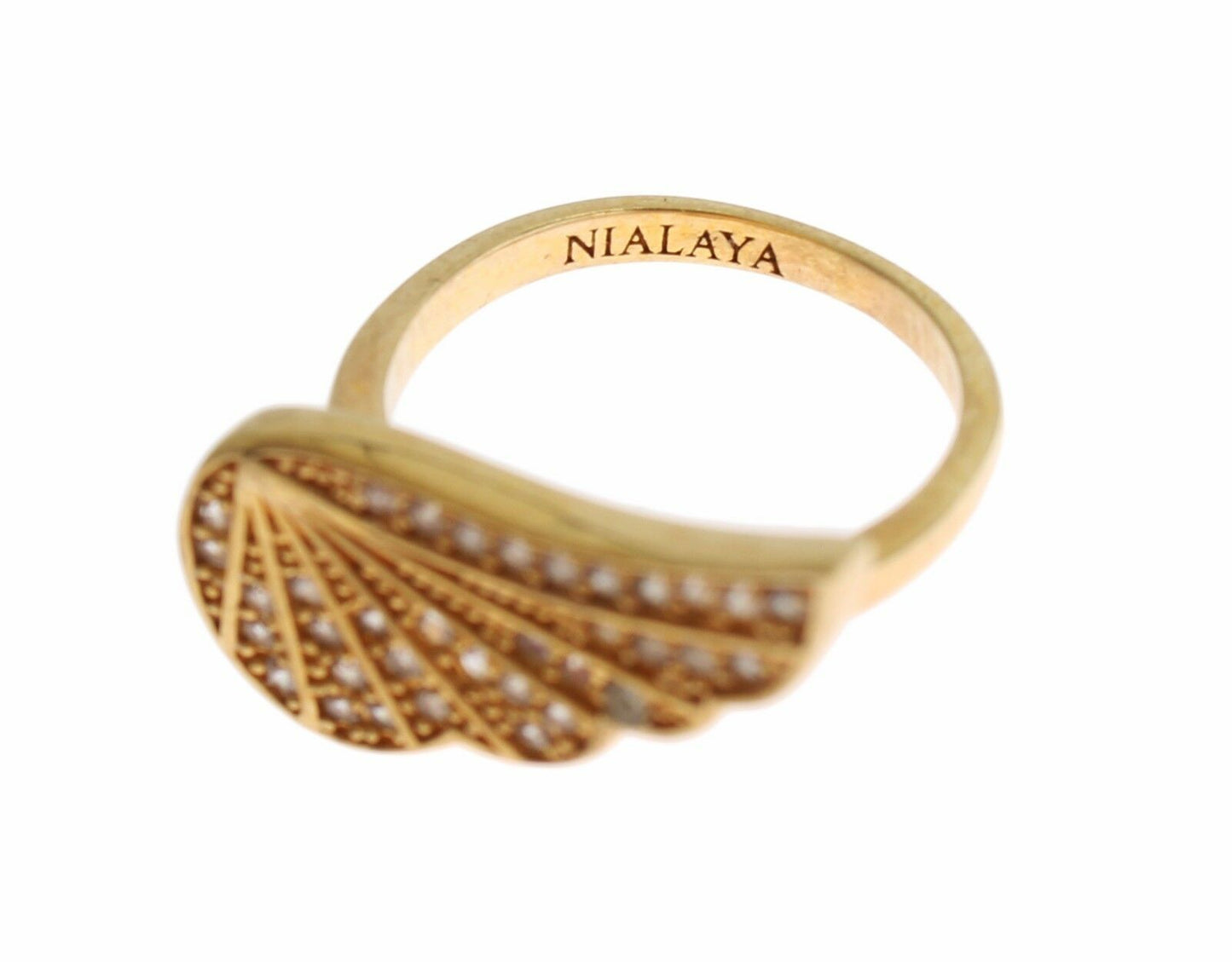 Nialaya Glamorous Gold Plated Crystal Ring