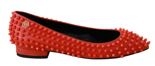 Philipp Plein Vibrant Orange Pointed Leather Flats