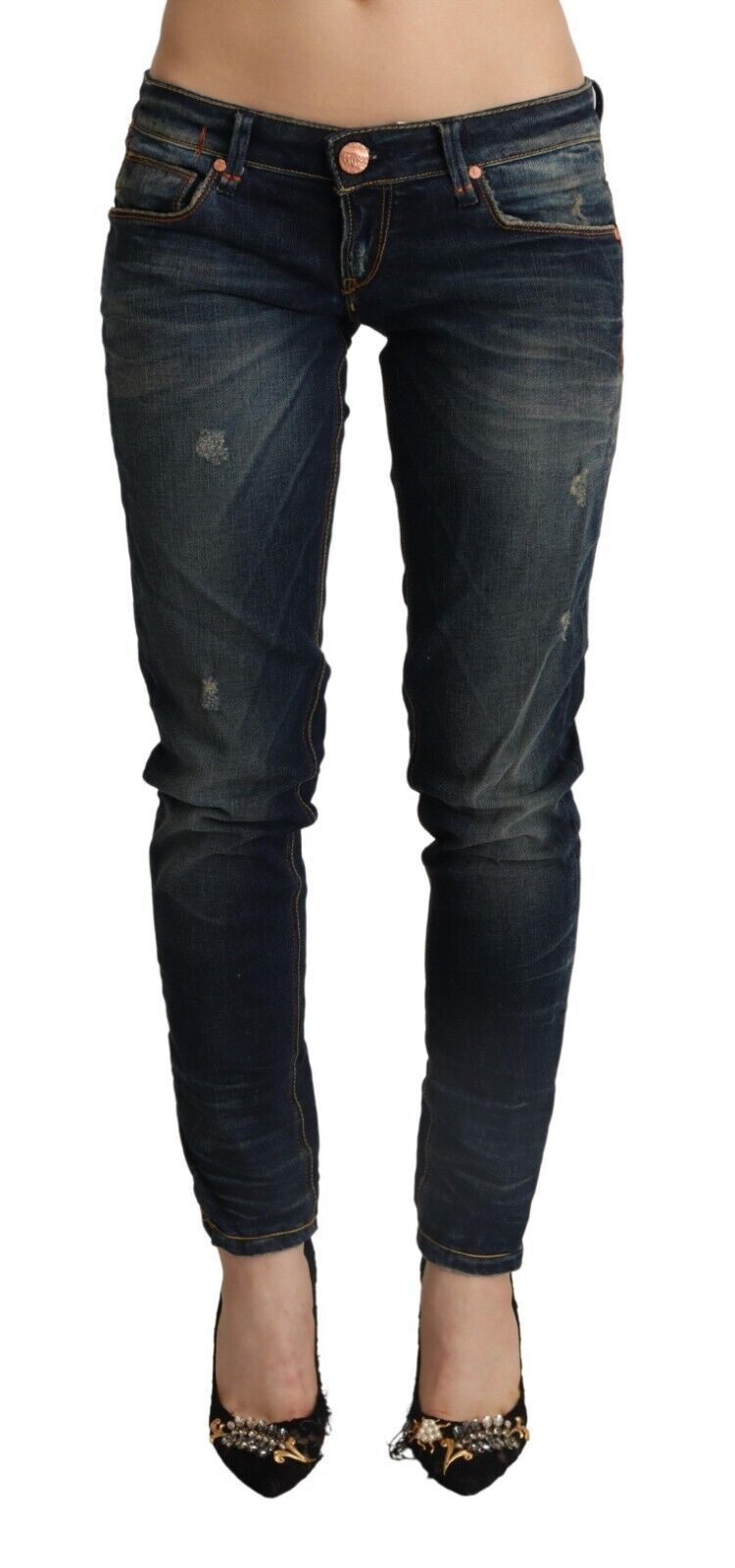 Acht Chic Dark Blue Slim Fit Denim for Style Aficionados