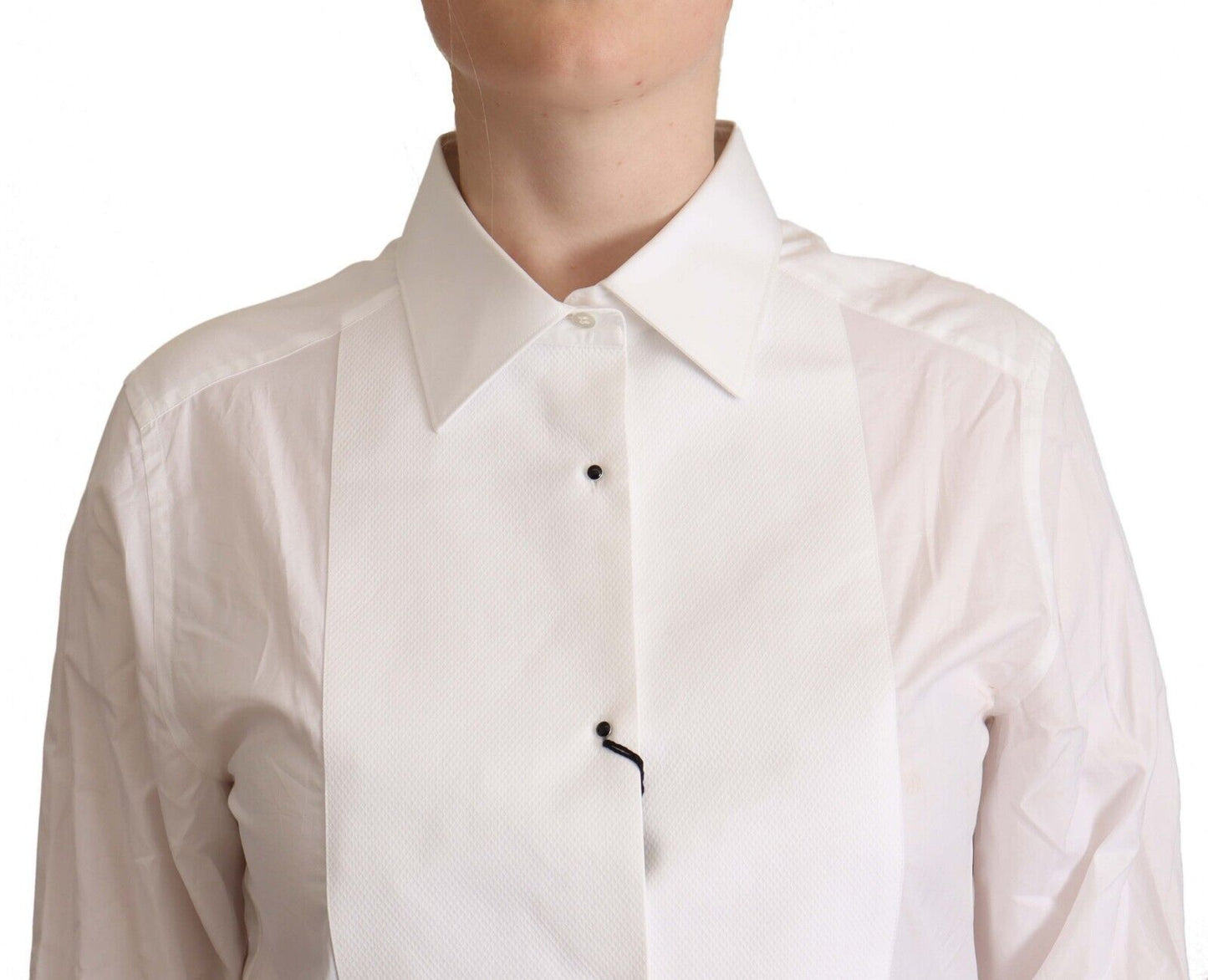 Dolce & Gabbana Elegant White Cotton Collared Top