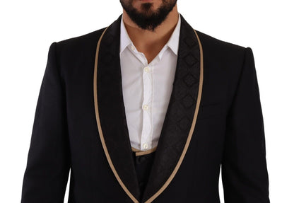 Dolce & Gabbana Elegant Black Silk Blend 3-Piece Suit