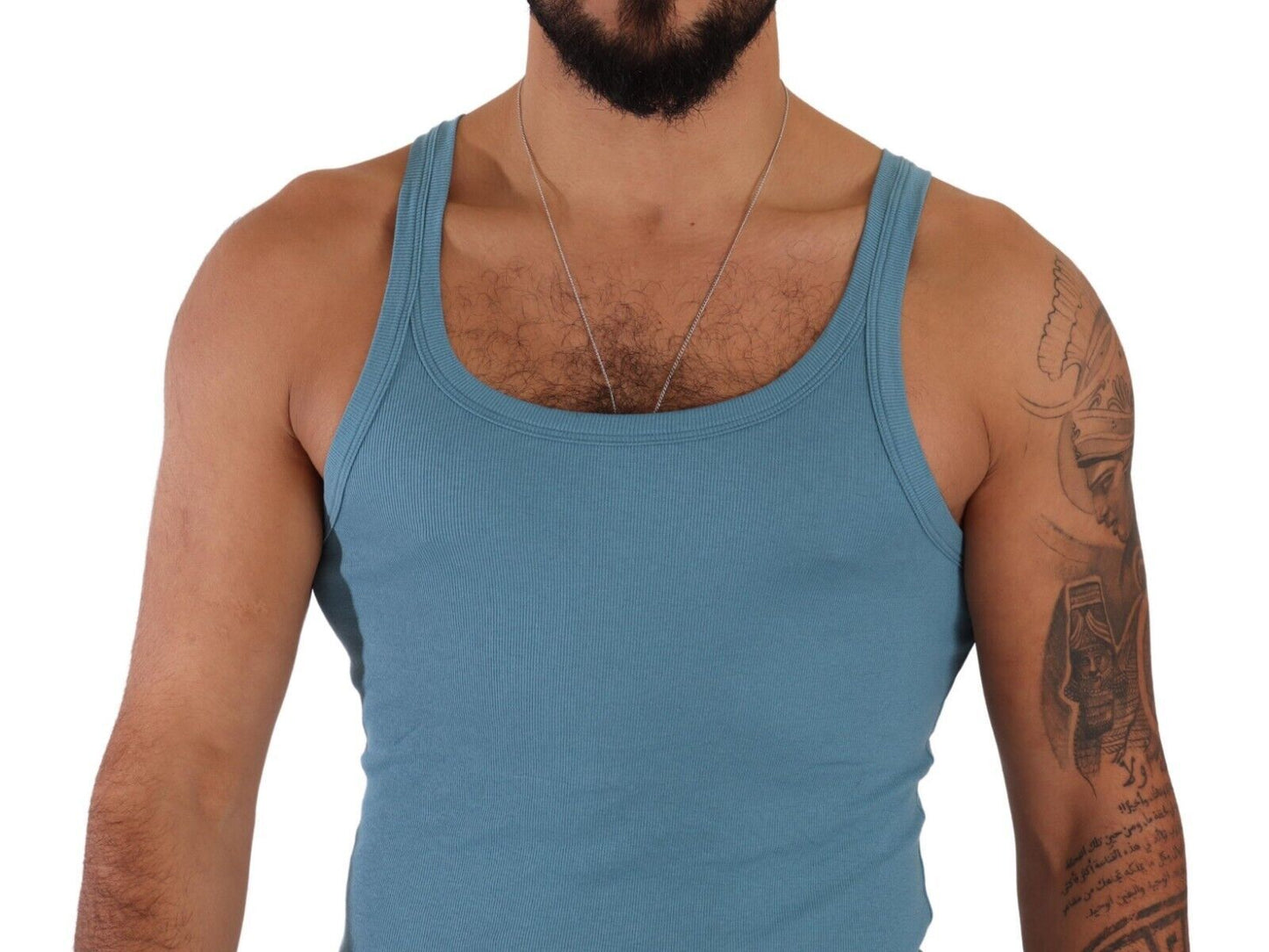 Dolce & Gabbana Elegant Blue Round Neck Tank Top