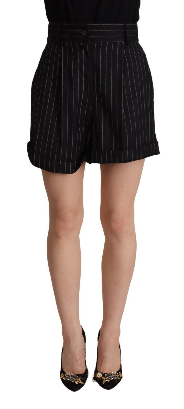 Dolce & Gabbana Elegant High-Waisted Striped Bermuda Shorts