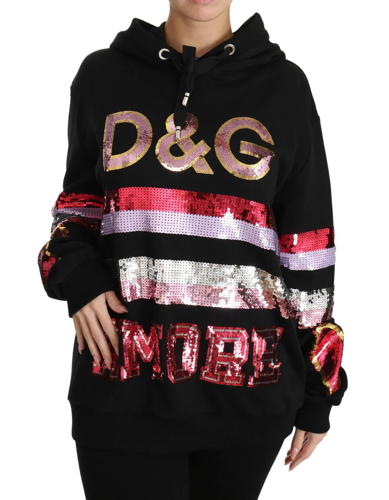 Dolce & Gabbana DG Sequined Hooded Pullover Sweater