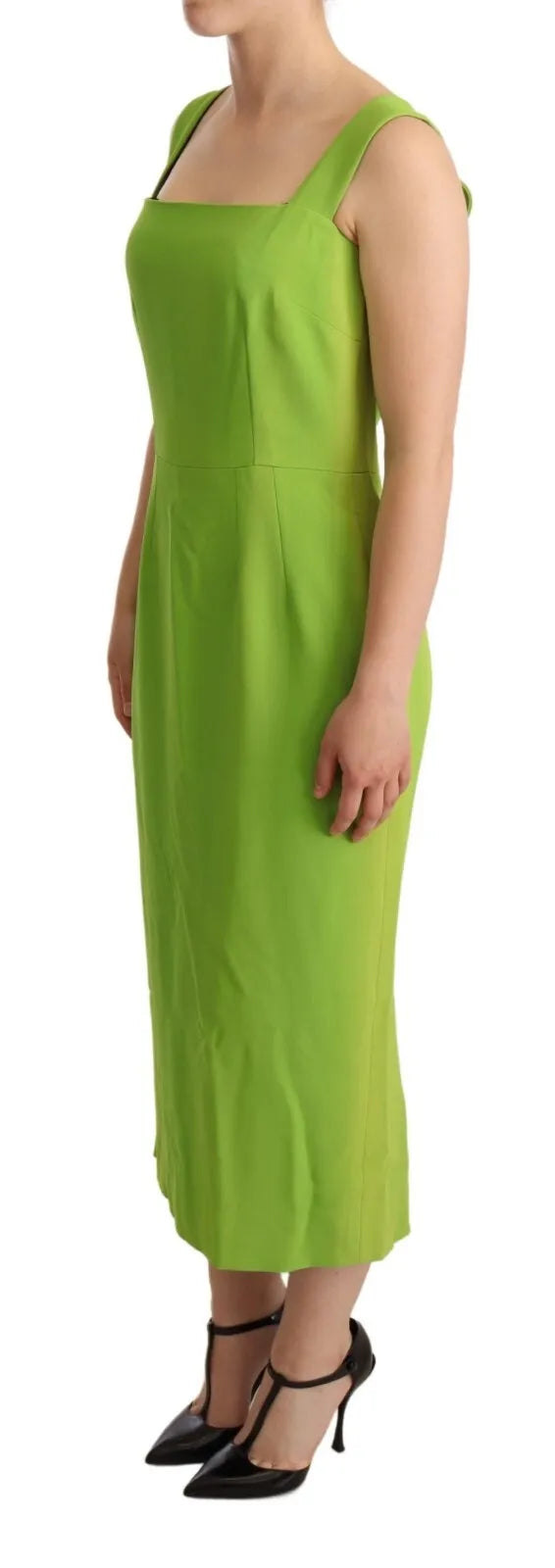 Dolce & Gabbana Green Sheath Square Neckline Mid Length Dress