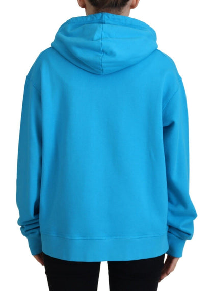 Dsquared² Blue Logo Print Cotton Hoodie Sweatshirt Sweater