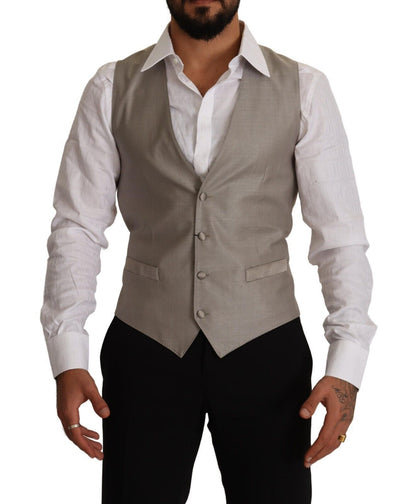 Dolce & Gabbana Elegant Single Breasted Dress Vest in Beige