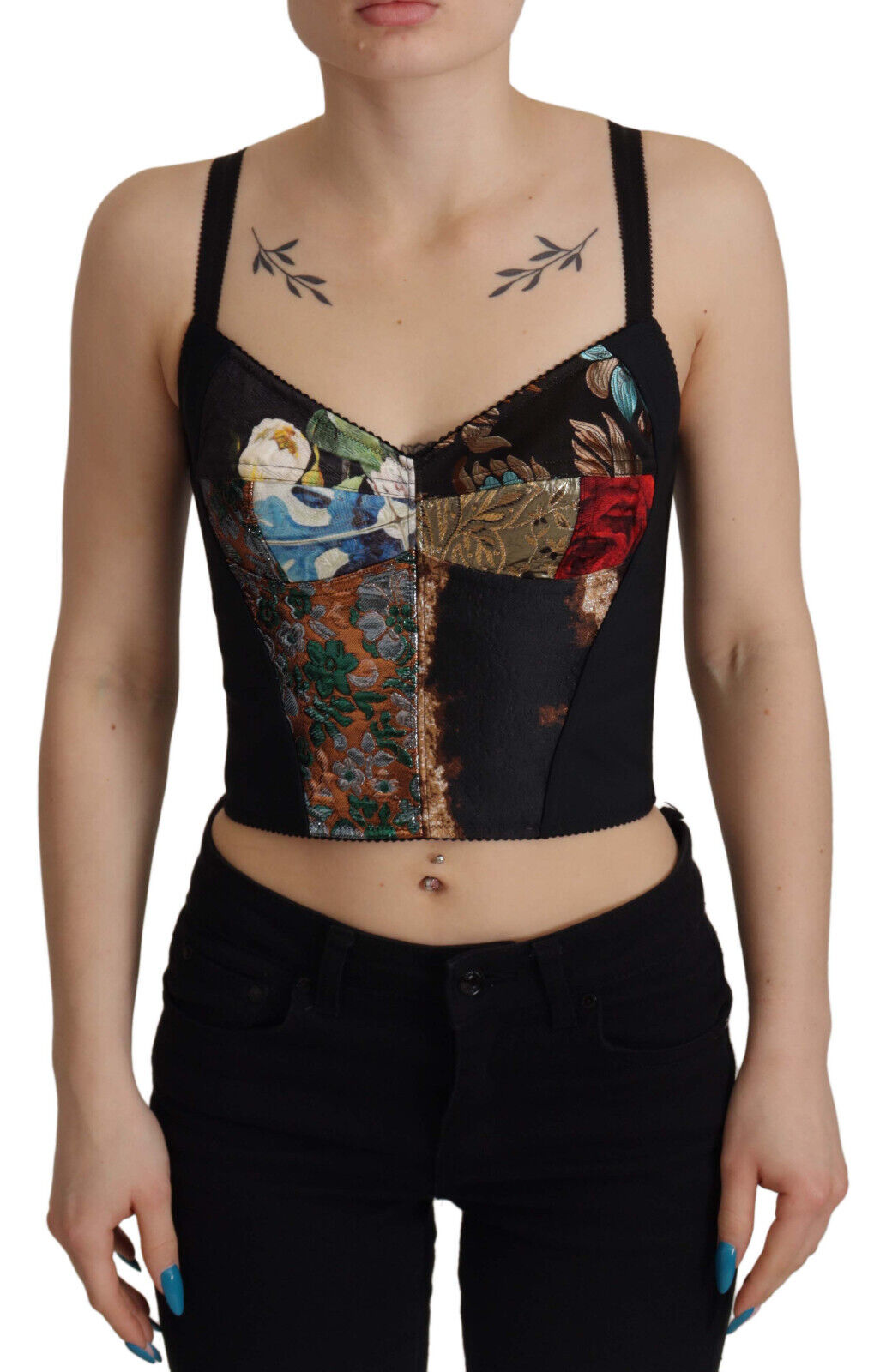 Dolce & Gabbana Elegant Floral Corset Top Blouse