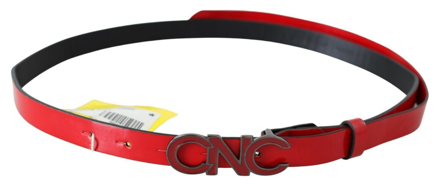 Costume National Chic Red Leather Waist Belt with Black-Tone Buckle