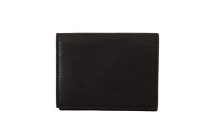 Dolce & Gabbana Elegant Black Leather Multi-Kit Trifold Wallet