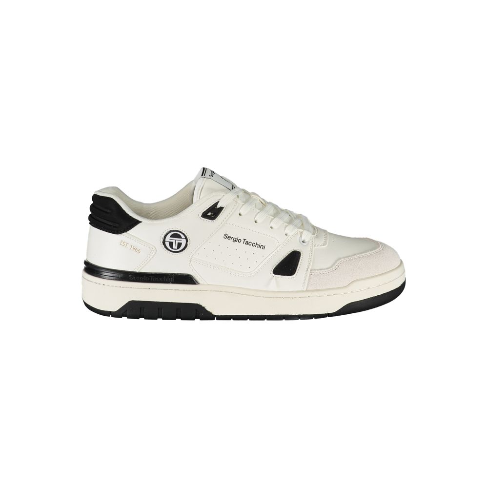 Sergio Tacchini Sleek White Lace-up Sneakers with Contrast Details