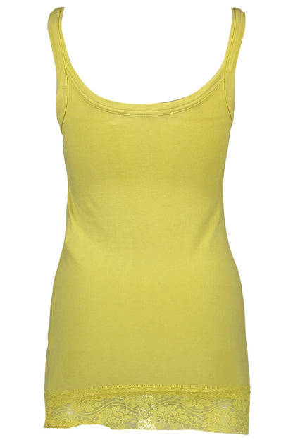 Silvian Heach Chic Yellow Lace-Insert Tank Top