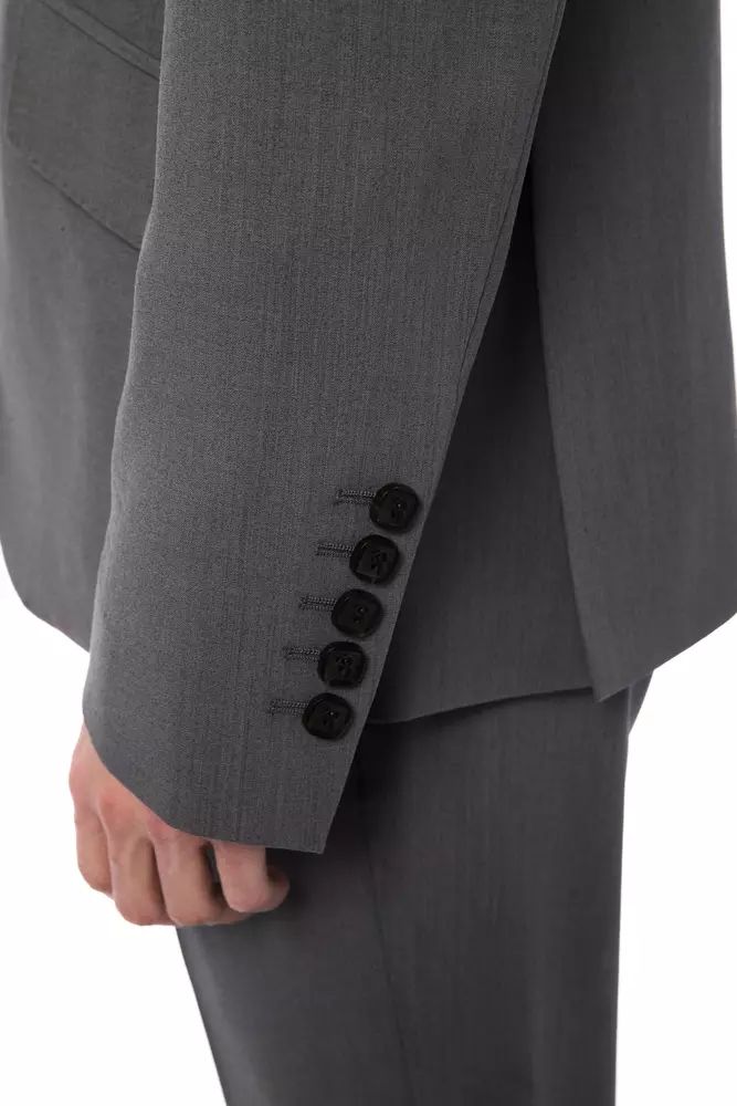 Billionaire Italian Couture Elegant Gray Wool Two-Button Designer Suit