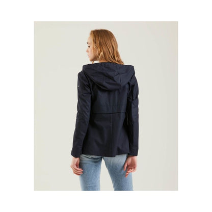 Refrigiwear Chic Blue Polyester Jacket with Zip and Button Detail