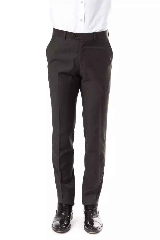 Uominitaliani Elegant Gray Woolen Suit Pants - Drop 7