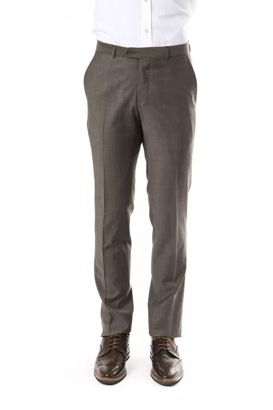 Uominitaliani Elegant Gray Woolen Suit Pants - Drop 7 Cut