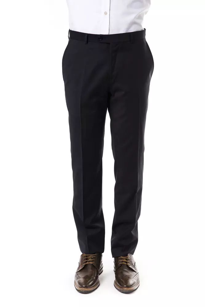 Uominitaliani Elegant Gray Woolen Suit Pants for Gentlemen