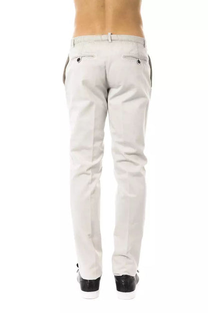 Uominitaliani Elegant Gray Casual Cotton Pants