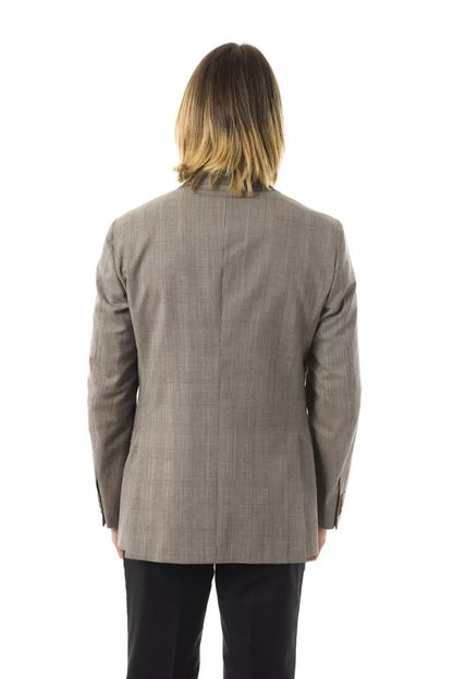 Uominitaliani Elegant Gray Wool Two-Button Blazer