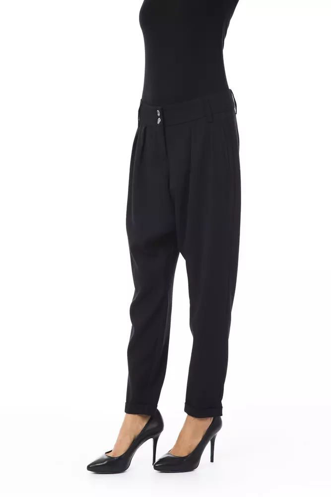 BYBLOS Elegant Oversized Black Trousers