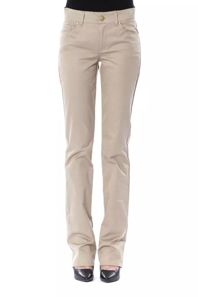 BYBLOS Elegant Beige Cotton Trousers