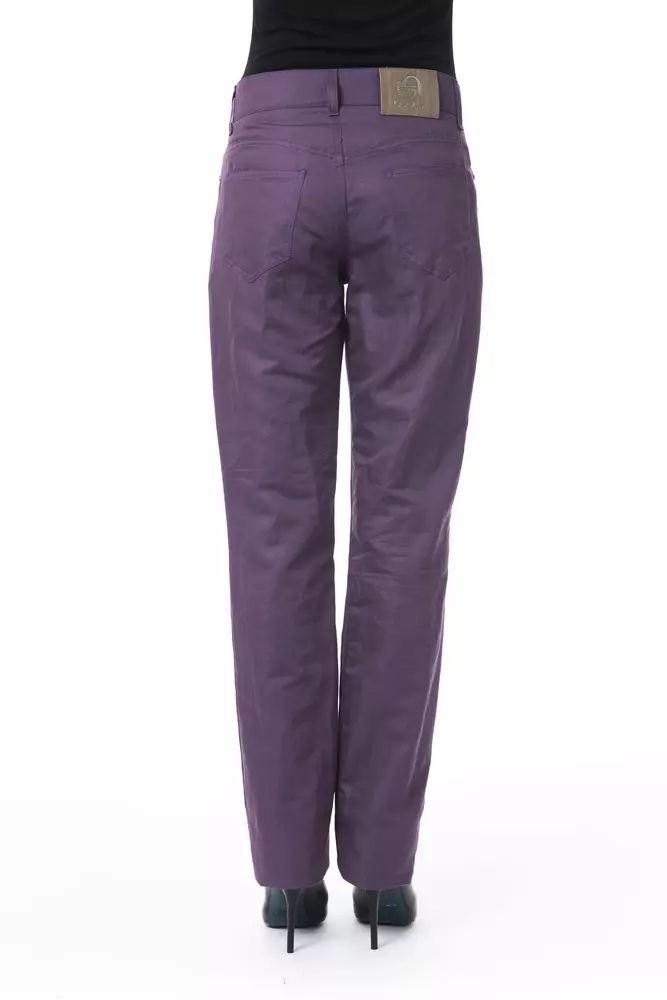 BYBLOS Chic Purple Cotton-Blend Trousers