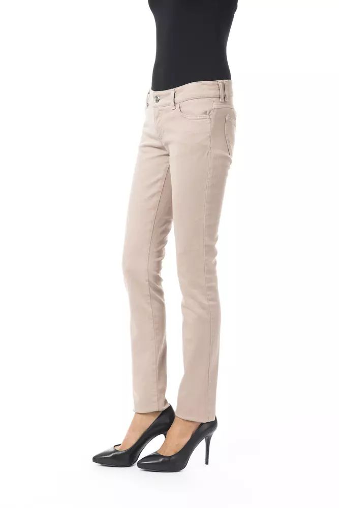 BYBLOS Elegant Beige Slim Fit Pants with Unique Chain Detail