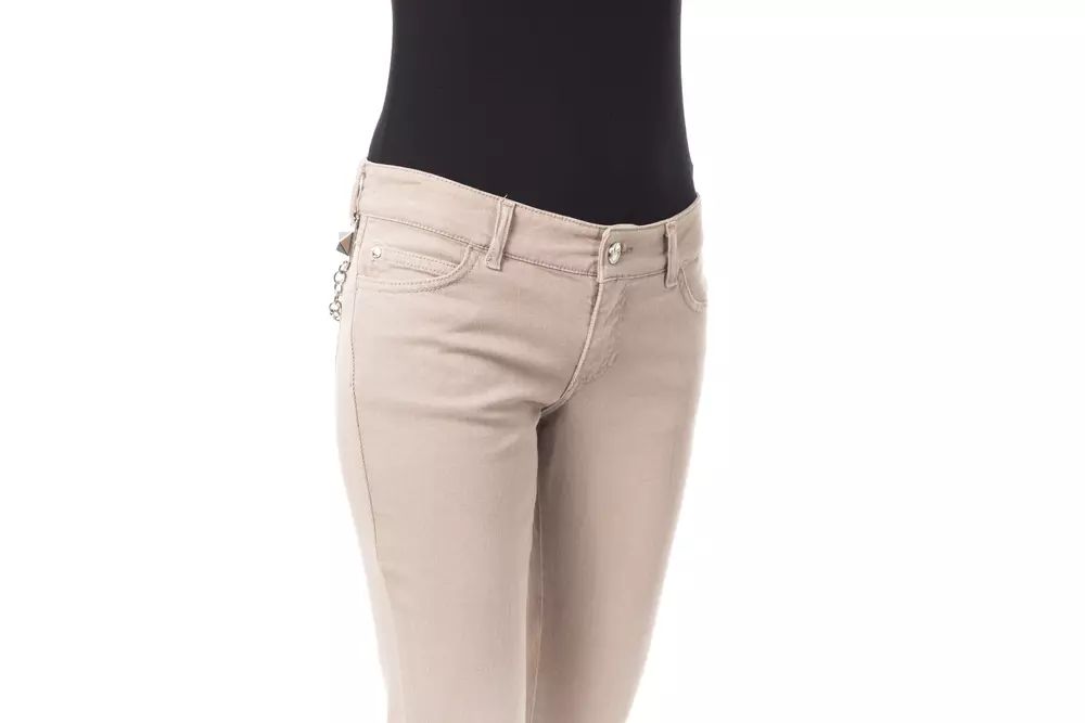 BYBLOS Elegant Beige Slim Fit Pants with Unique Chain Detail