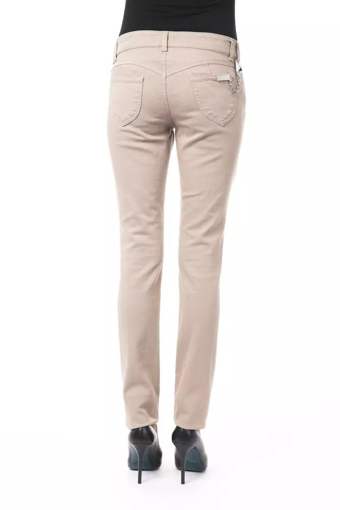 BYBLOS Elegant Beige Slim Fit Pants with Unique Chain Detail