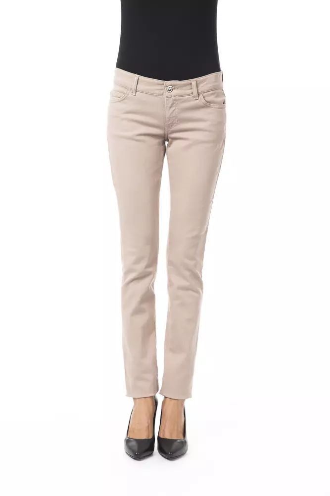 BYBLOS Elegant Beige Slim Fit Pants with Unique Chain Detail