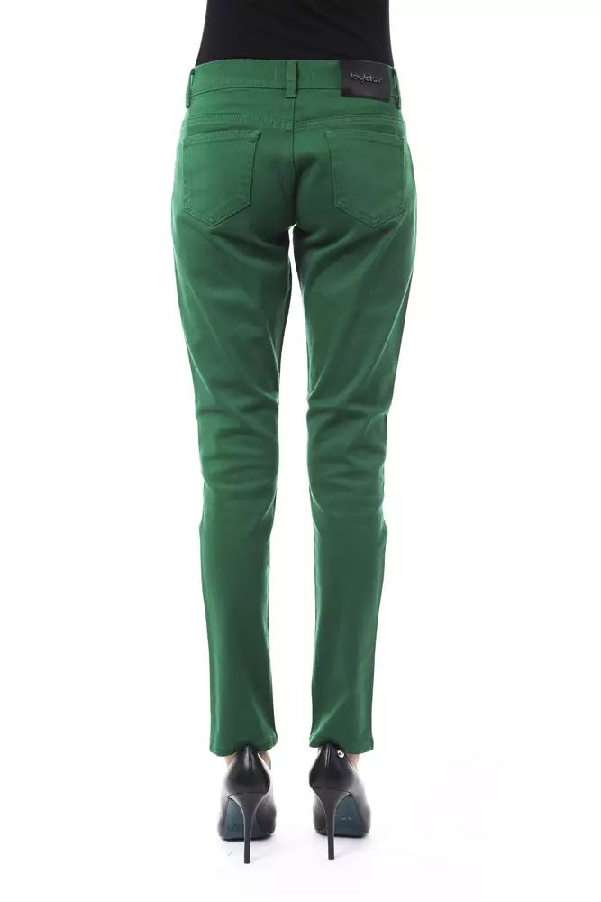 BYBLOS Chic Green Slim Fit Cotton Pants