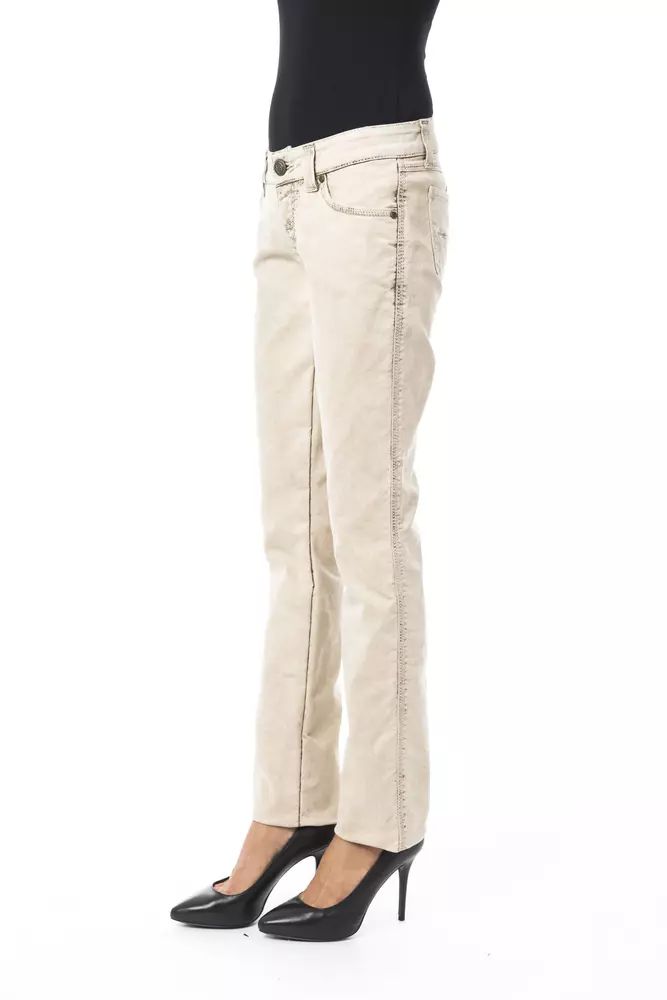 BYBLOS Chic Beige Slim Fit Artisanal Jeans