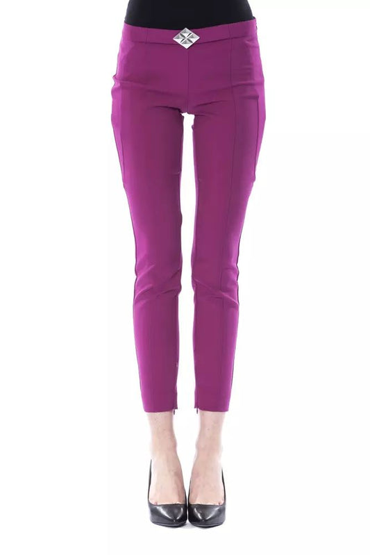 BYBLOS Elegant Purple Skinny Pants with Chic Zip Detail