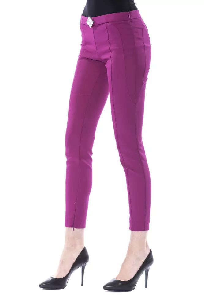 BYBLOS Elegant Purple Skinny Pants with Chic Zip Detail