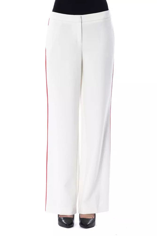 BYBLOS Elegant White Stripe-Detailed Trousers