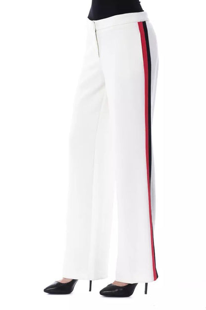 BYBLOS Elegant White Stripe-Detailed Trousers