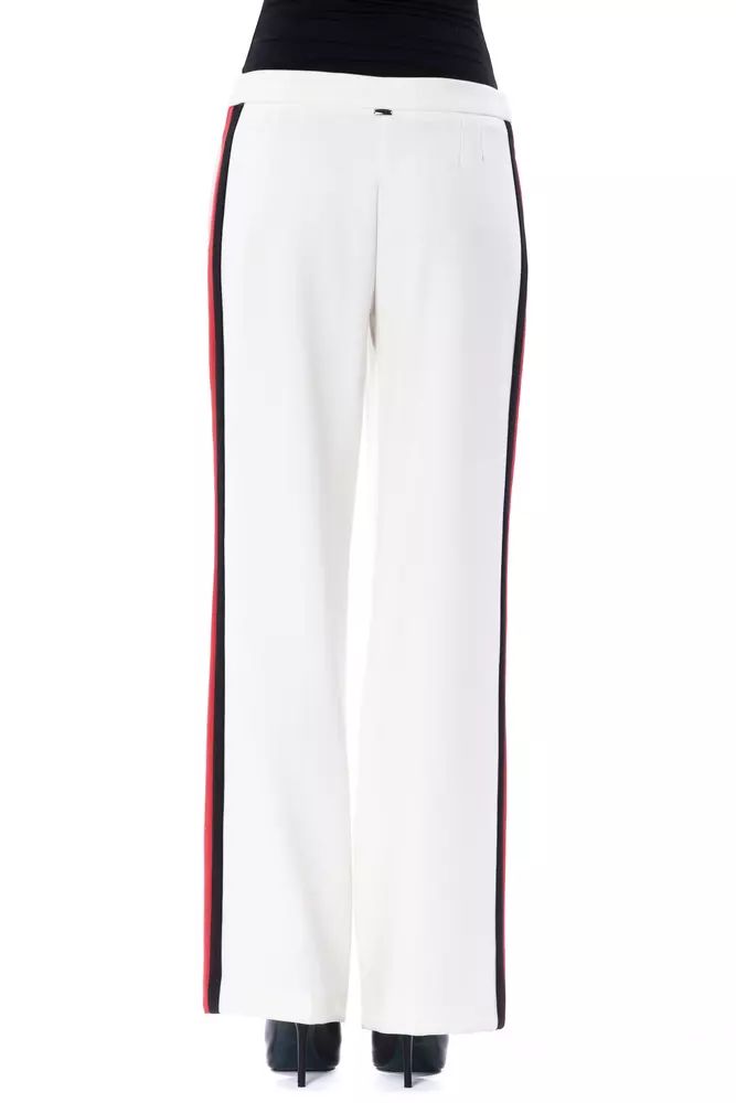 BYBLOS Elegant White Stripe-Detailed Trousers