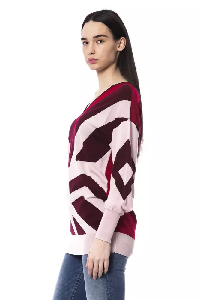 BYBLOS Burgundy Oversized Wool V-Neck Sweater