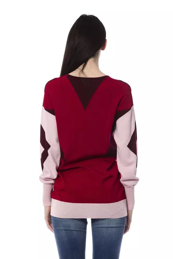 BYBLOS Burgundy Oversized Wool V-Neck Sweater