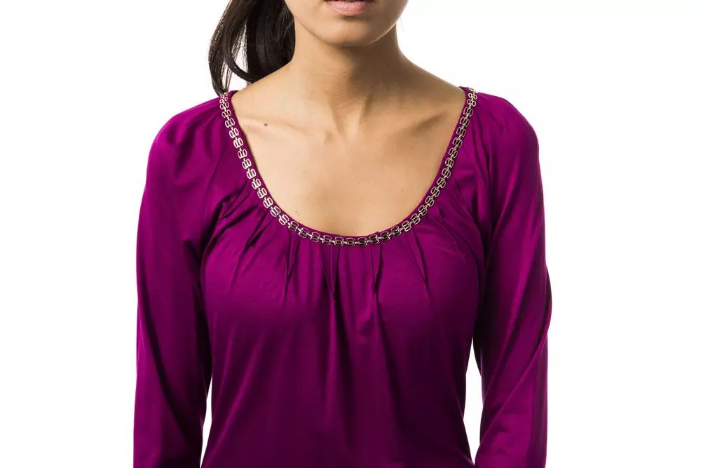 BYBLOS Chic Purple Long Sleeve Round Neck Tee