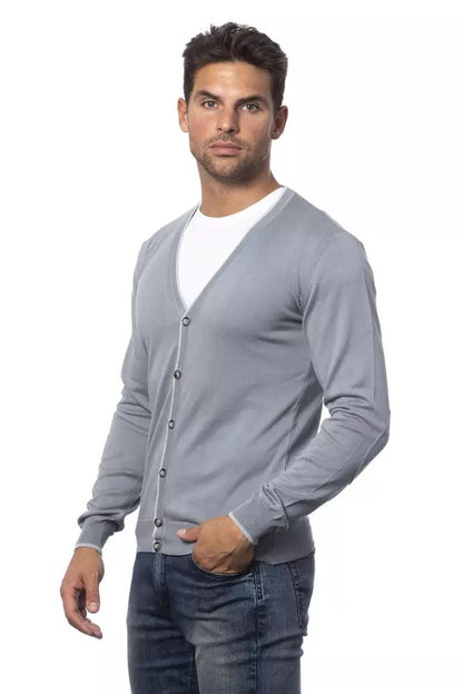 Verri Elegant Gray Cotton Cardigan for Men