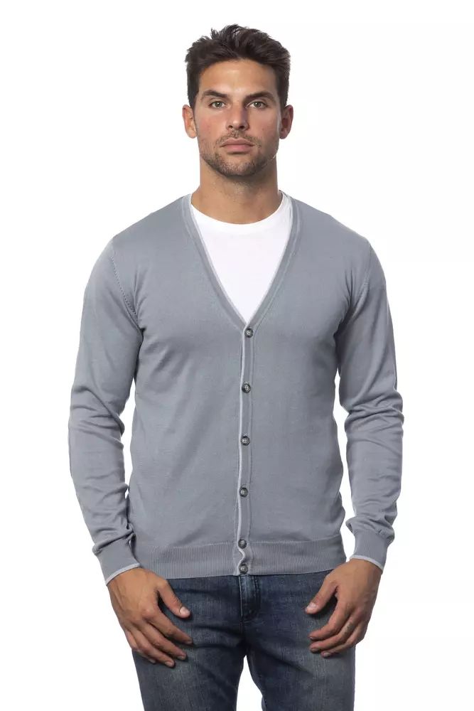 Verri Elegant Gray Cotton Cardigan for Men