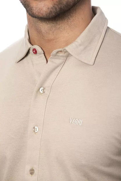 Verri Elegant Beige Regular Fit Cotton Shirt