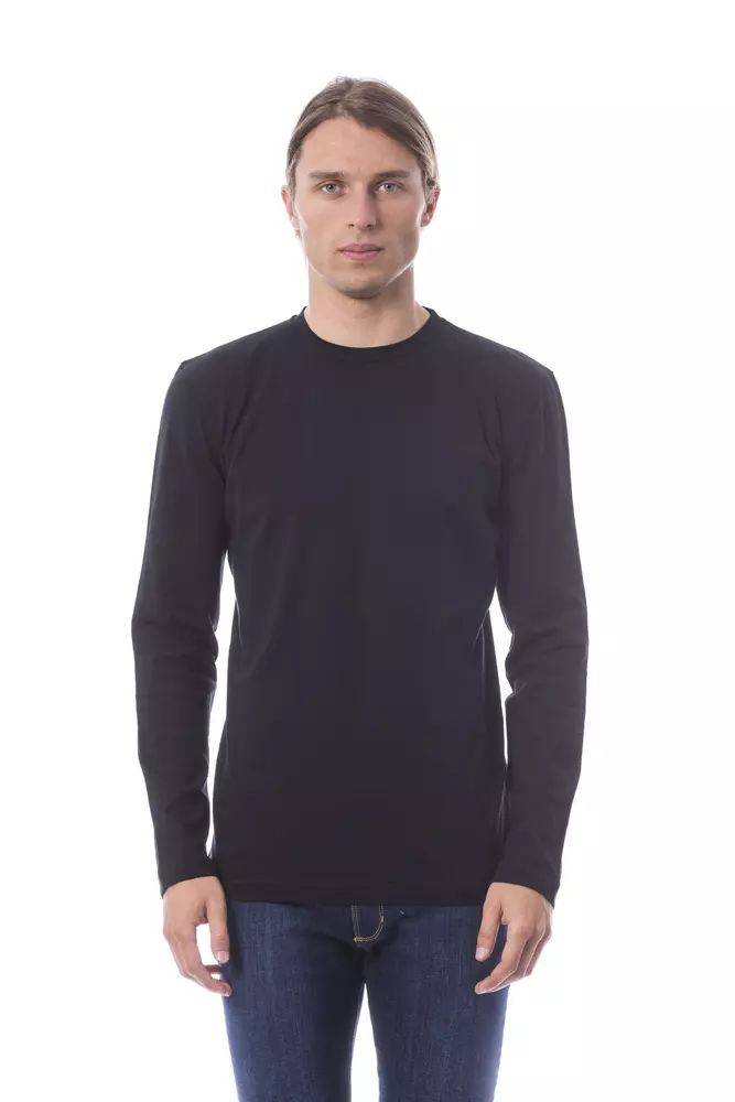 Verri Elegant Black Cotton Long Sleeve T-Shirt