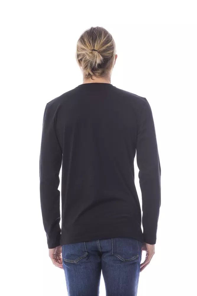 Verri Elegant Black Cotton Long Sleeve T-Shirt