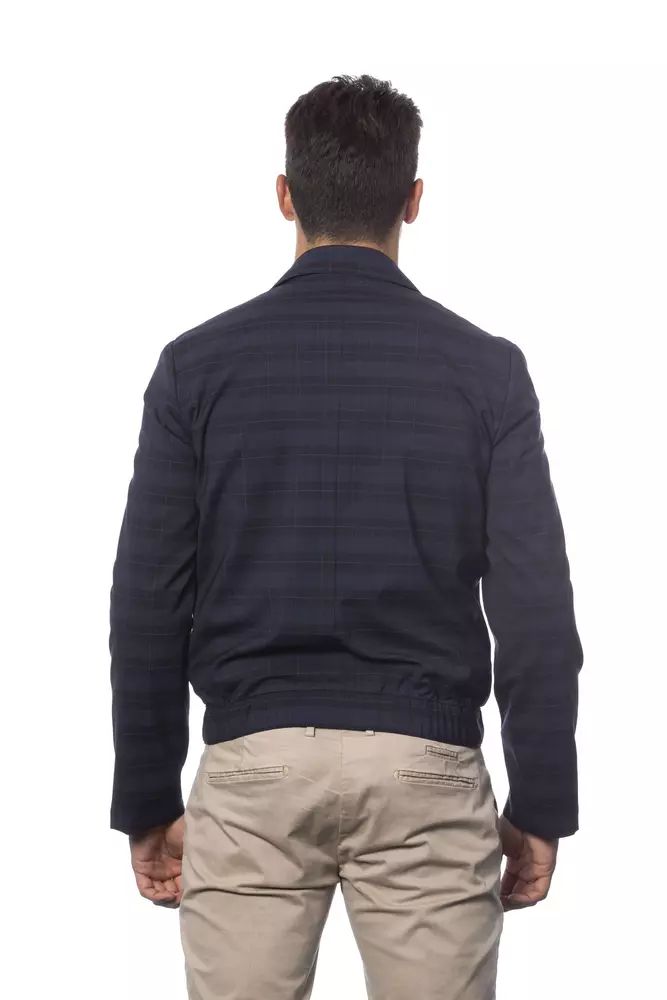 Verri Elegant Blue Wool Bomber Jacket