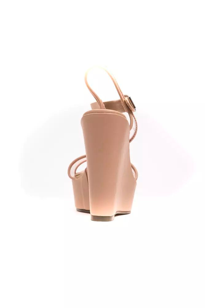 Péché Originel Elevated Beige Platform Sandals with Transparent Band